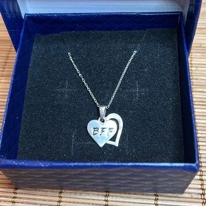 925 Silver Italy “BFF” Heart 1/2”’ Pendant Necklace 18” Chain in Gift Box.
